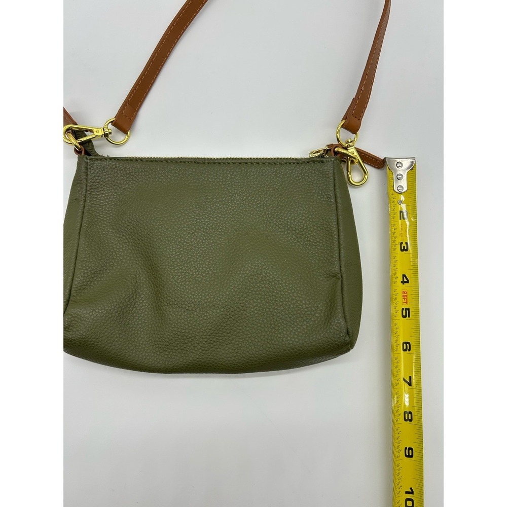 JOY & IMAN Leather Crossbody Purse Bag‎ Green Tan Small Removable Strap - Picture 7 of 7